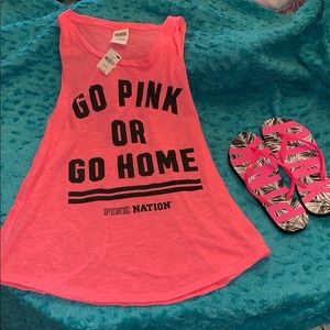 Go pink or go home tank and VS pink flip flops